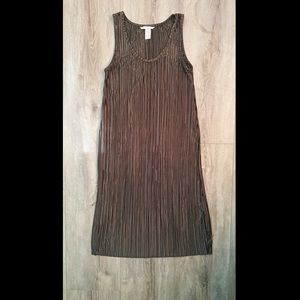 Olive/brown pleaded maxi dress